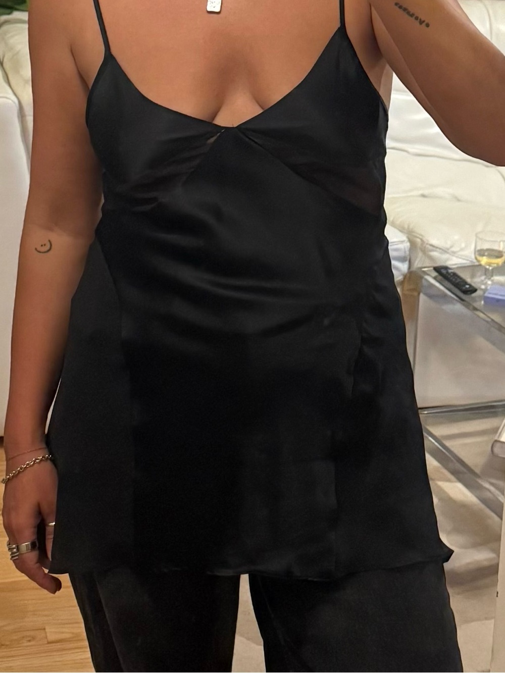 Victoria's Secret Black Satin & Sheer Slip Dress